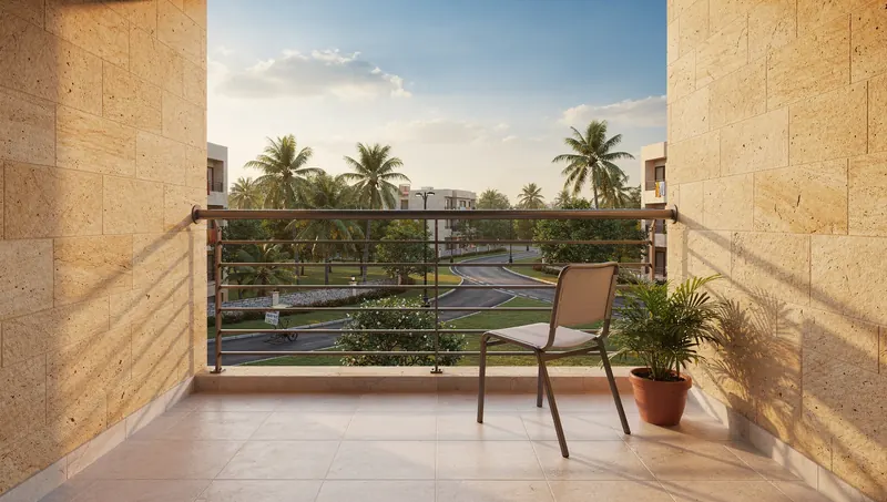 Balcony with a garden view, visualisation