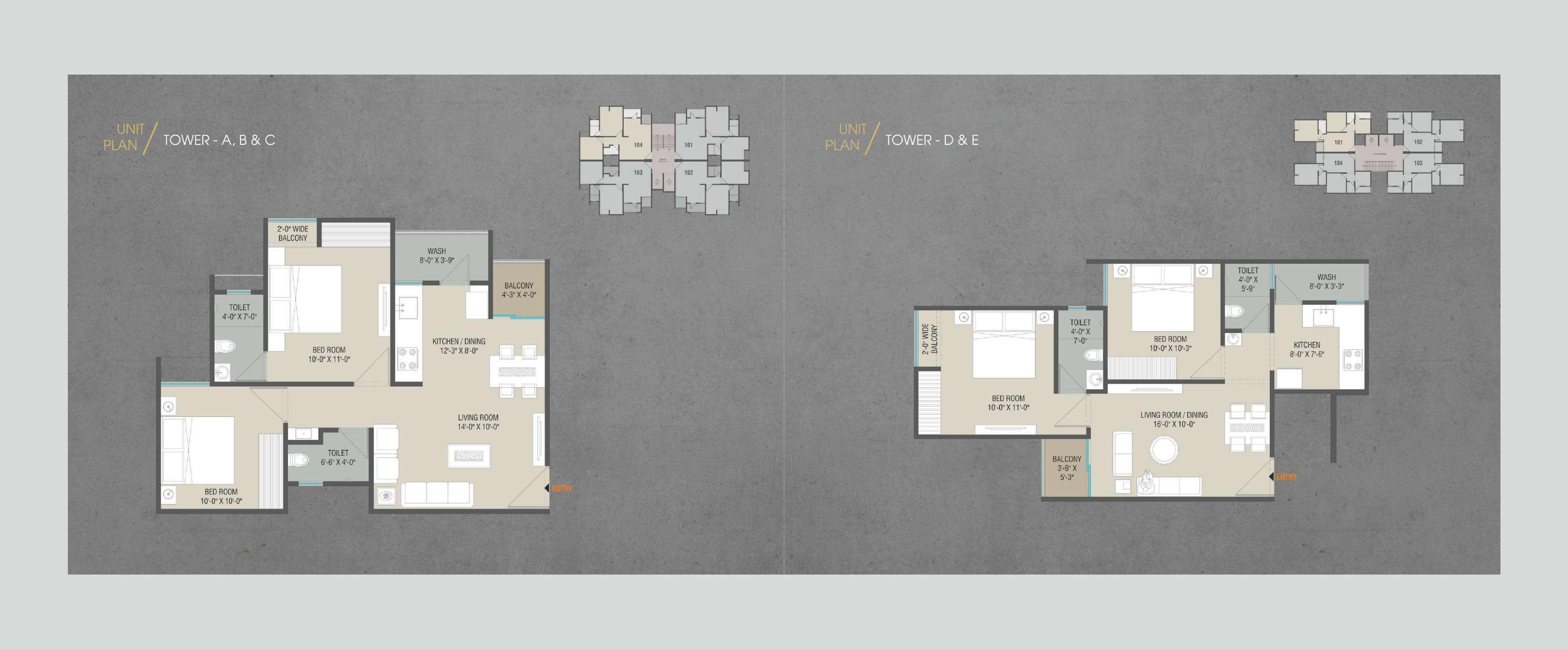 Seven Sky floor plans Tower A B C and D E